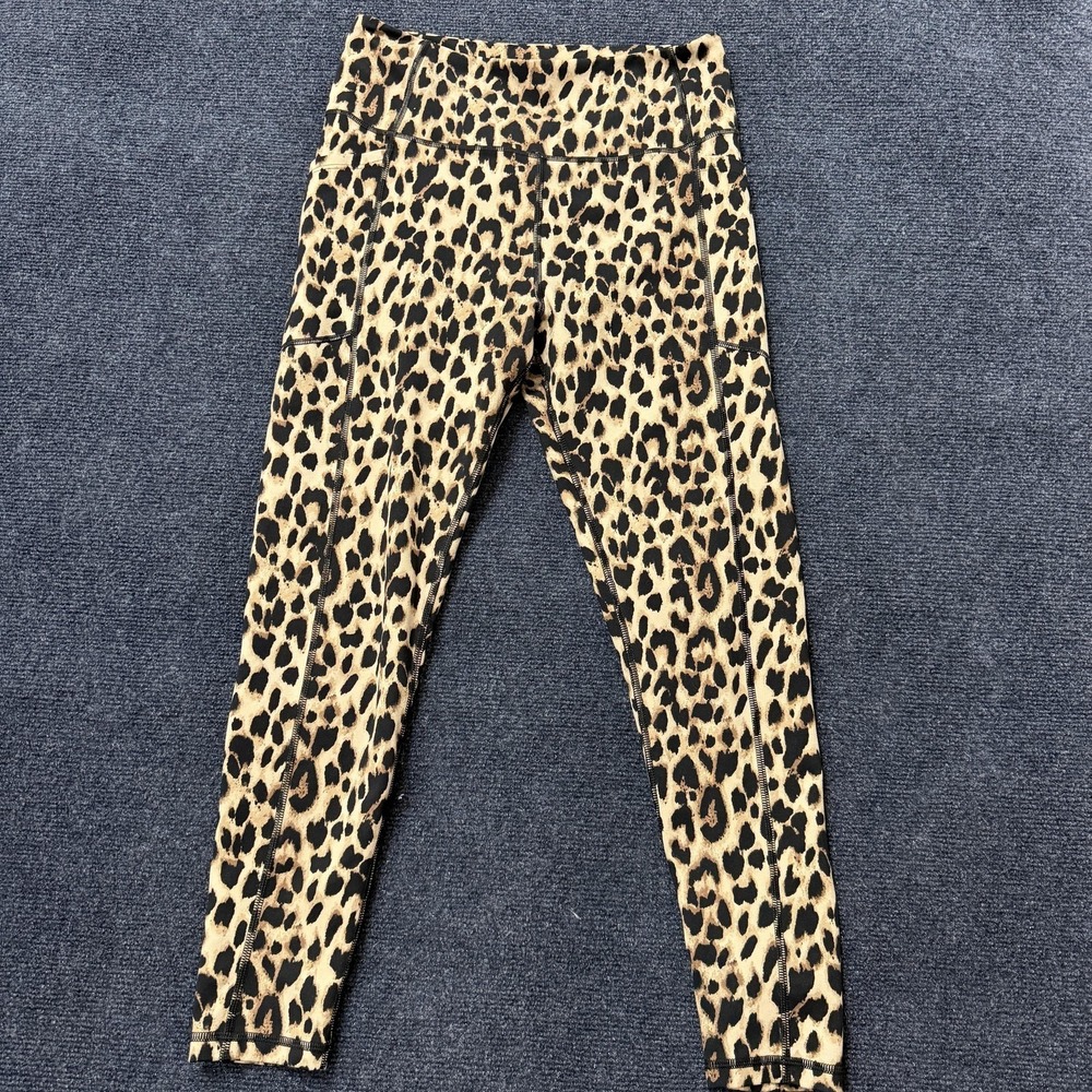 Victoria's Secret Leggings Womens Medium Brown Leopard Cropped Pockets Yoga Gym